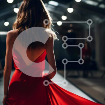 Intra Συλλεκτικό Ξύλινο Παζλ Plywood  4mm - Γυναίκα με κομψό κόκκινο φόρεμα που περπατά στον διάδρομο Σε Ξύλινο Κουτί - Διαστάσεις Puzzle: 10x10 cm – 25 κομμάτια - Image 1