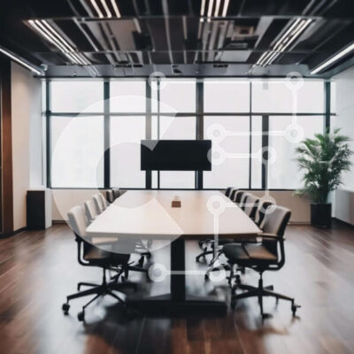 Intra Συλλεκτικό Ξύλινο Παζλ Plywood  4mm - Κενή αίθουσα συνεδριάσεων με φυτά και μεγάλα παράθυρα Σε Ξύλινο Κουτί - Διαστάσεις Puzzle: 10x10 cm – 25 κομμάτια - Image 1