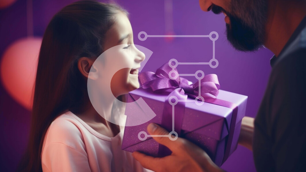 Intra Συλλεκτικό Ξύλινο Παζλ Plywood  4mm - Πατέρας και κόρη γιορτάζουν με δώρα και μπαλόνια Σε Ξύλινο Κουτί - Διαστάσεις Puzzle: 10x10 cm – 25 κομμάτια