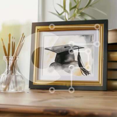 Intra Συλλεκτικό Ξύλινο Παζλ Plywood  4mm - Πίνακας αποφοίτησης με κορνίζα με βιβλία Σε Ξύλινο Κουτί - Διαστάσεις Puzzle: 10x10 cm – 25 κομμάτια - Image 1