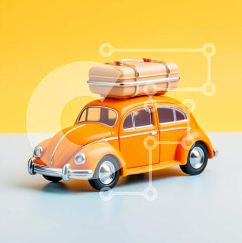 Intra Συλλεκτικό Ξύλινο Παζλ Plywood 4mm - Πορτοκαλί παιχνίδι αυτοκίνητο με βαλίτσα Σε Ξύλινο Κουτί - Διαστάσεις Puzzle: 10x10 cm – 25 κομμάτια - Image 1