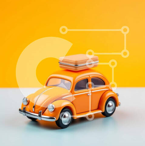 Intra Συλλεκτικό Ξύλινο Παζλ Plywood 4mm - Πορτοκαλί παιχνίδι αυτοκίνητο με βαλίτσα Σε Ξύλινο Κουτί - Διαστάσεις Puzzle: 10x10 cm – 25 κομμάτια - Image 1