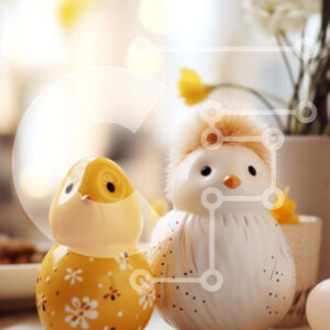 Intra Συλλεκτικό Ξύλινο Παζλ Plywood  4mm - Φιγούρες κοτόπουλου και λουλούδια σε ένα τραπέζι με θέμα το Πάσχα Σε Ξύλινο Κουτί - Διαστάσεις Puzzle: 10x10 cm – 25 κομμάτια