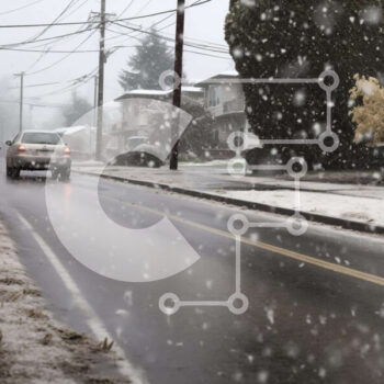 Intra Συλλεκτικό Ξύλινο Παζλ Plywood  4mm - Χιονισμένος δρόμος με αυτοκίνητα που οδηγούν σε χιονισμένο καιρό Σε Ξύλινο Κουτί - Διαστάσεις Puzzle: 10x10 cm – 25 κομμάτια - Image 1