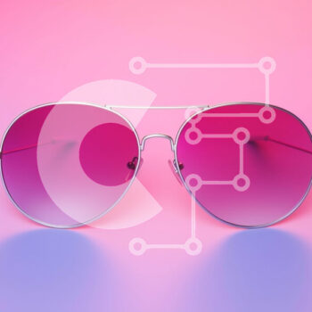 Intra Συλλεκτικό Ξύλινο Παζλ Plywood  4mm - Ροζ και μωβ γυαλιά ηλίου σε πολύχρωμο φόντο Σε Ξύλινο Κουτί - Διαστάσεις Puzzle: 10x10 cm – 25 κομμάτια - Image 1