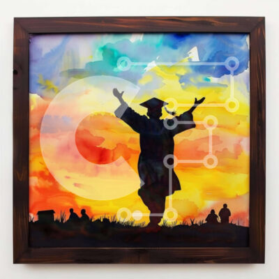 Intra Συλλεκτικό Ξύλινο Παζλ Plywood  4mm - Ακουαρέλα της γιορτής των αποφοίτων Σε Ξύλινο Κουτί - Διαστάσεις Puzzle: 10x10 cm – 25 κομμάτια - Image 1