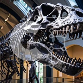 Intra Συλλεκτικό Ξύλινο Παζλ Plywood  4mm - Σκελετός T-Rex που εκτίθεται σε μουσείο Σε Ξύλινο Κουτί - Διαστάσεις: 10x10 cm – 25 κομμάτια - Image 1