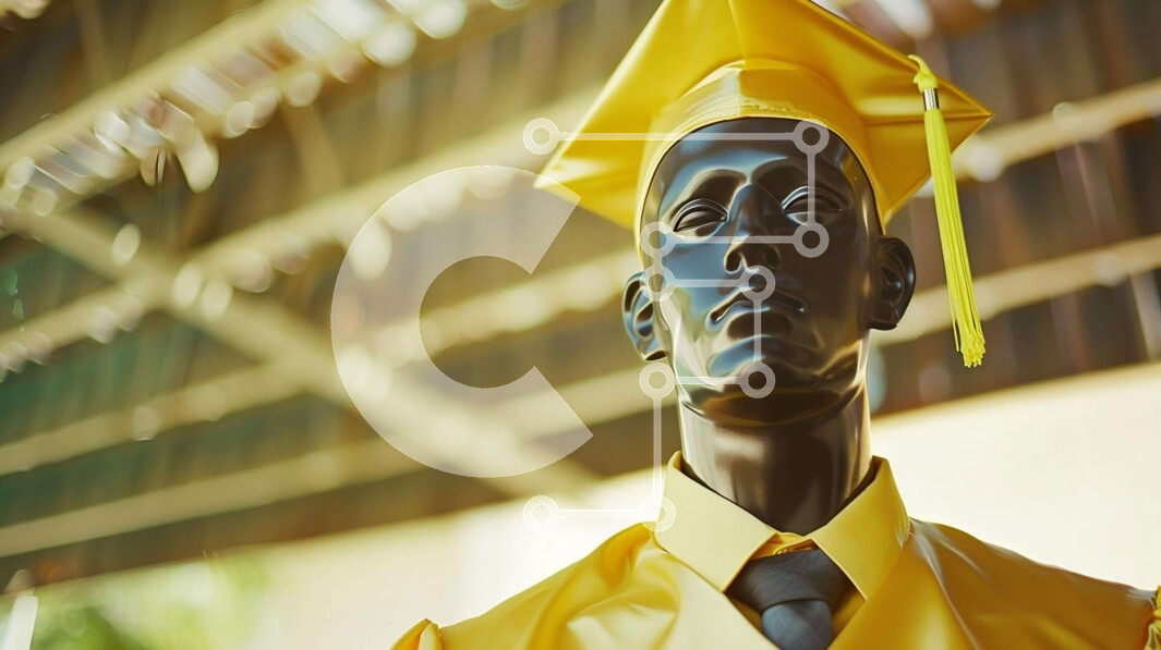 Intra Συλλεκτικό Ξύλινο Παζλ Plywood  4mm - Μαύρο και κίτρινο άγαλμα αποφοίτησης με καπέλο και φόρεμα Σε Ξύλινο Κουτί - Διαστάσεις Puzzle: 10x10 cm – 25 κομμάτια