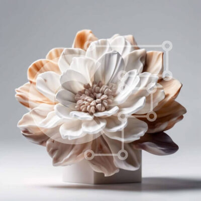 Intra Συλλεκτικό Ξύλινο Παζλ Plywood  4mm - Κεραμικό γλυπτό λουλουδιών σε λευκό κύβο Σε Ξύλινο Κουτί - Διαστάσεις: 10x10 cm – 25 κομμάτια - Image 1