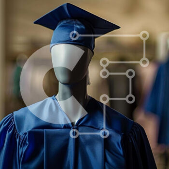 Intra Συλλεκτικό Ξύλινο Παζλ Plywood  4mm - Μανεκέν με μπλε ενδυμασία αποφοίτησης Σε Ξύλινο Κουτί - Διαστάσεις Puzzle: 10x10 cm – 25 κομμάτια - Image 1