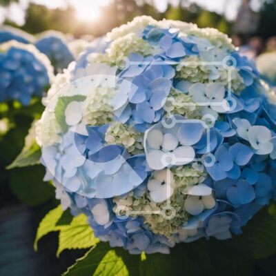 Intra Συλλεκτικό Ξύλινο Παζλ Plywood  4mm - Μπλε και άσπρο μπουκέτο λουλουδιών με τους ανθρώπους στο φόντο Σε Ξύλινο Κουτί - Διαστάσεις: 10x10 cm – 25 κομμάτια - Image 1