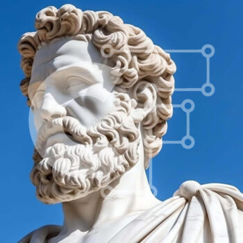 Intra Συλλεκτικό Ξύλινο Παζλ Plywood  4mm - Άγαλμα του Σωκράτη ενάντια στο γαλάζιο του ουρανού Σε Ξύλινο Κουτί - Διαστάσεις Puzzle: 10x10 cm – 25 κομμάτια - Image 1