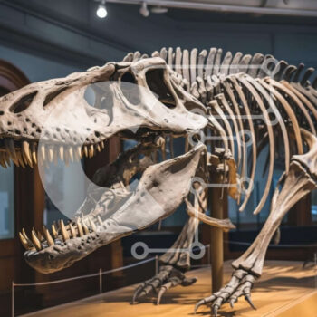 Intra Συλλεκτικό Ξύλινο Παζλ Plywood  4mm - Επίδειξη σκελετού T-Rex σε Εκπαιδευτικό Μουσείο Σε Ξύλινο Κουτί - Διαστάσεις Puzzle: 10x10 cm – 25 κομμάτια - Image 1