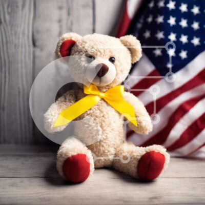 Intra Συλλεκτικό Ξύλινο Παζλ Plywood  4mm - Αρκουδάκι με αμερικανική σημαία Σε Ξύλινο Κουτί - Διαστάσεις Puzzle: 10x10 cm – 25 κομμάτια - Image 1