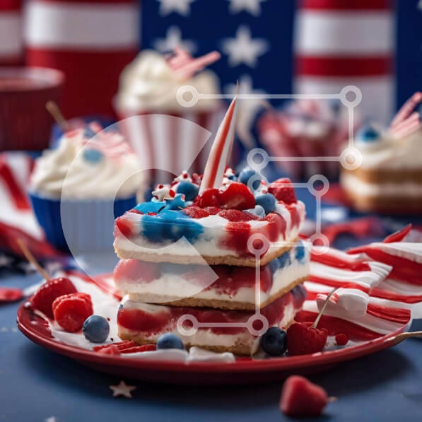 Intra Συλλεκτικό Ξύλινο Παζλ Plywood  4mm - Επιδόρπια 4ης Ιουλίου με πατριωτικό θέμα Σε Ξύλινο Κουτί - Διαστάσεις: 10x10 cm – 25 κομμάτια