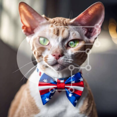 Intra Συλλεκτικό Ξύλινο Παζλ Plywood 4mm - Πορτοκαλί Γάτα με Παπιγιόν Σε Ξύλινο Κουτί - Διαστάσεις: 10x10 cm – 25 κομμάτια - Image 1