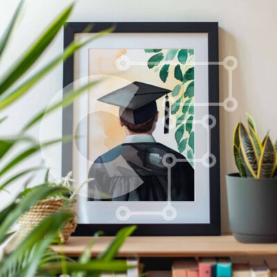 Intra Συλλεκτικό Ξύλινο Παζλ Plywood  4mm - Πλαισιωμένο πορτρέτο πτυχιούχου με καπέλο και φόρεμα αποφοίτησης Σε Ξύλινο Κουτί - Διαστάσεις Puzzle: 10x10 cm – 25 κομμάτια - Image 1
