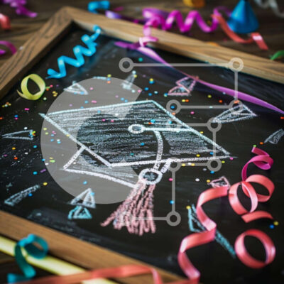 Intra Συλλεκτικό Ξύλινο Παζλ Plywood  4mm - Μαυροπίνακας με καπάκι αποφοίτησης και εορταστικές διακοσμήσεις Σε Ξύλινο Κουτί - Διαστάσεις Puzzle: 10x10 cm – 25 κομμάτια - Image 1