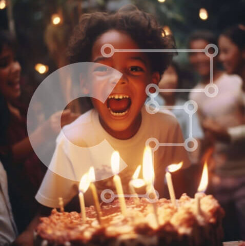 Intra Συλλεκτικό Ξύλινο Παζλ Plywood  4mm - Νεαρό αγόρι με περίτεχνη τούρτα γενεθλίων και αναμμένα κεριά Σε Ξύλινο Κουτί - Διαστάσεις Puzzle: 10x10 cm – 25 κομμάτια - Image 1