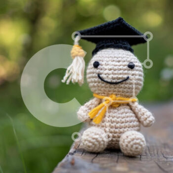 Intra Συλλεκτικό Ξύλινο Παζλ Plywood  4mm - Κροσέ αρκουδάκι με ενδυμασία αποφοίτησης Σε Ξύλινο Κουτί - Διαστάσεις Puzzle: 10x10 cm – 25 κομμάτια - Image 1