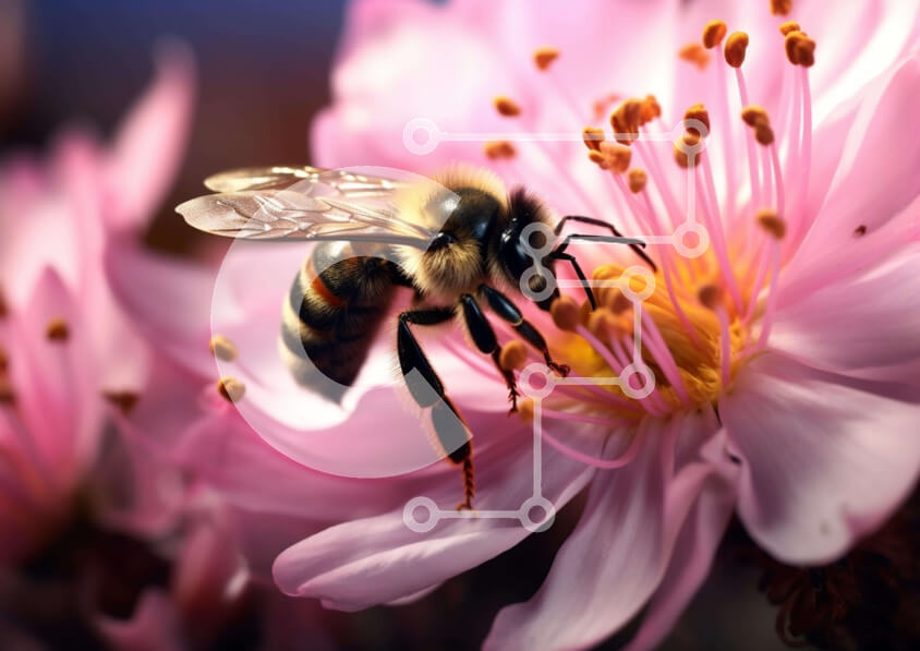 Intra Συλλεκτικό Ξύλινο Παζλ Plywood  4mm - Μέλισσα στο ροζ λουλούδι Σε Ξύλινο Κουτί - Διαστάσεις: 10x10 cm – 25 κομμάτια