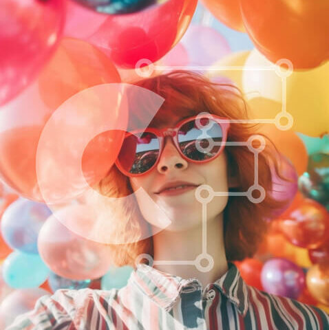 Intra Συλλεκτικό Ξύλινο Παζλ Plywood 4mm - Γυναίκα με πολύχρωμα μπαλόνια Σε Ξύλινο Κουτί - Διαστάσεις Puzzle: 10x10 cm – 25 κομμάτια - Image 1