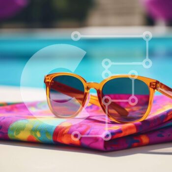 Intra Συλλεκτικό Ξύλινο Παζλ Plywood  4mm - Γυαλιά ηλίου και πετσέτα δίπλα στην πισίνα Σε Ξύλινο Κουτί - Διαστάσεις Puzzle: 10x10 cm – 25 κομμάτια - Image 1