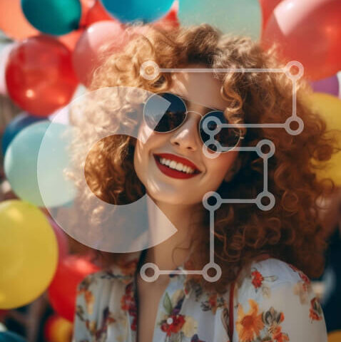 Intra Συλλεκτικό Ξύλινο Παζλ Plywood  4mm - Κομψή γυναίκα με σγουρά μαλλιά και γυαλιά ηλίου Σε Ξύλινο Κουτί - Διαστάσεις Puzzle: 10x10 cm – 25 κομμάτια - Image 1