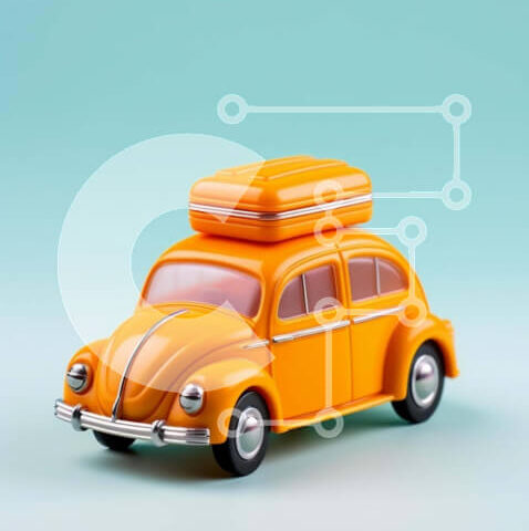 Intra Συλλεκτικό Ξύλινο Παζλ Plywood 4mm - Πορτοκαλί παιχνίδι αυτοκίνητο με βαλίτσα Σε Ξύλινο Κουτί - Διαστάσεις Puzzle: 10x10 cm – 25 κομμάτια - Image 1