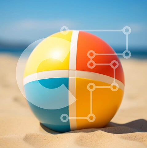 Intra Συλλεκτικό Ξύλινο Παζλ Plywood 4mm - Πολύχρωμη μπάλα παραλίας στην αμμώδη παραλία Σε Ξύλινο Κουτί - Διαστάσεις: 10x10 cm – 25 κομμάτια - Image 1