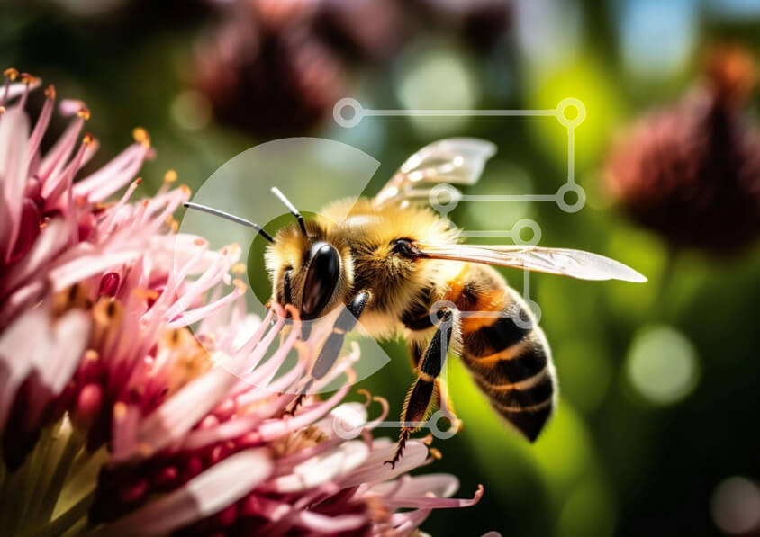 Intra Συλλεκτικό Ξύλινο Παζλ Plywood  4mm - Μέλισσα στο ροζ λουλούδι Σε Ξύλινο Κουτί - Διαστάσεις: 10x10 cm – 25 κομμάτια