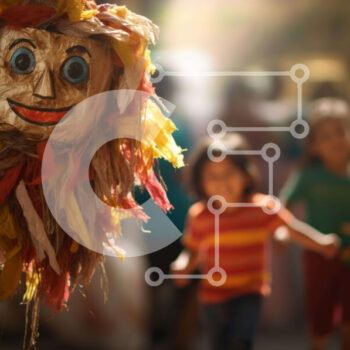 Intra Συλλεκτικό Ξύλινο Παζλ Plywood  4mm - Children Walking by Elaborate Straw Mask Σε Ξύλινο Κουτί - Διαστάσεις Puzzle: 10x10 cm – 25 κομμάτια - Image 1