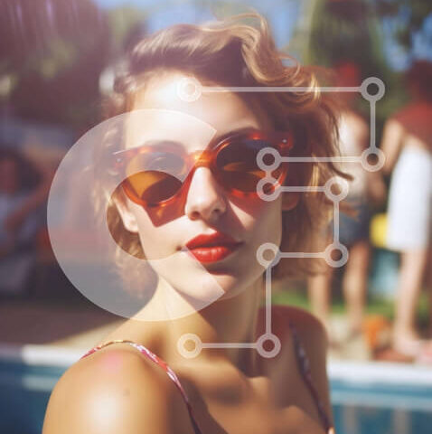 Intra Συλλεκτικό Ξύλινο Παζλ Plywood  4mm - Νεαρή γυναίκα σε μια εξωτερική πισίνα Σε Ξύλινο Κουτί - Διαστάσεις Puzzle: 10x10 cm – 25 κομμάτια - Image 1