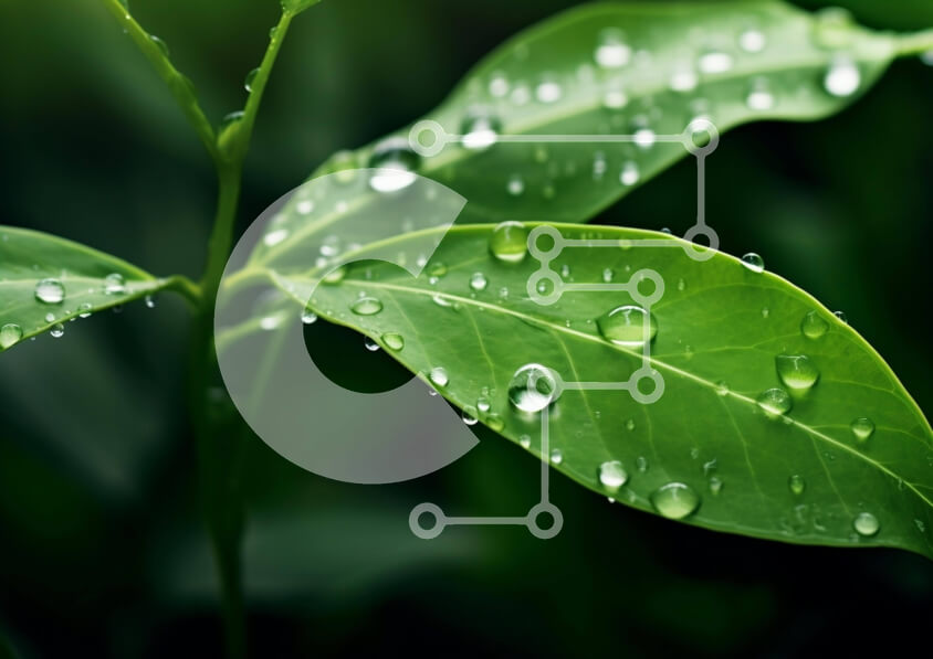 Intra Συλλεκτικό Ξύλινο Παζλ Plywood  4mm - Πράσινο φυτό με σταγονίδια νερού Σε Ξύλινο Κουτί - Διαστάσεις: 10x10 cm – 25 κομμάτια