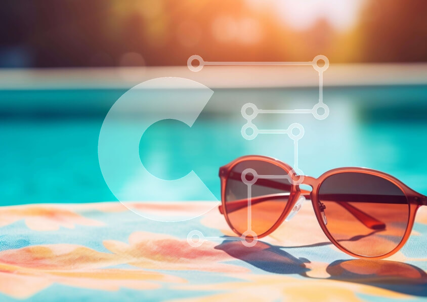 Intra Συλλεκτικό Ξύλινο Παζλ Plywood  4mm - Κομψά γυαλιά ηλίου σε πορτοκαλί πετσέτα Σε Ξύλινο Κουτί - Διαστάσεις Puzzle: 10x10 cm – 25 κομμάτια