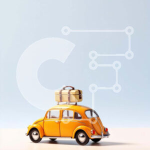 Intra Συλλεκτικό Ξύλινο Παζλ Plywood  4mm - Πορτοκαλί παιχνίδι αυτοκίνητο με βαλίτσα και αποσκευές Σε Ξύλινο Κουτί - Διαστάσεις Puzzle: 10x10 cm – 25 κομμάτια