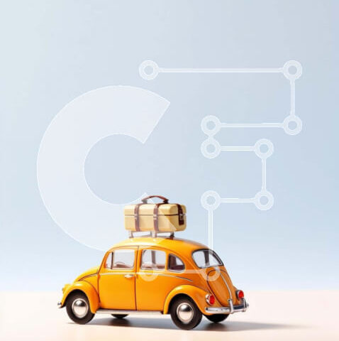 Intra Συλλεκτικό Ξύλινο Παζλ Plywood  4mm - Πορτοκαλί παιχνίδι αυτοκίνητο με βαλίτσα και αποσκευές Σε Ξύλινο Κουτί - Διαστάσεις Puzzle: 10x10 cm – 25 κομμάτια - Image 1