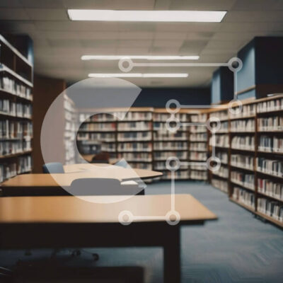 Intra Συλλεκτικό Ξύλινο Παζλ Plywood  4mm - Άδεια βιβλιοθήκη με σειρές από ράφια και καρέκλες Σε Ξύλινο Κουτί - Διαστάσεις Puzzle: 10x10 cm – 25 κομμάτια - Image 1