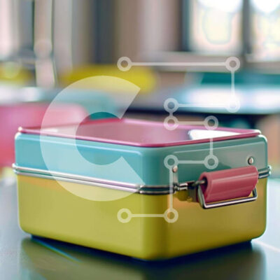 Intra Συλλεκτικό Ξύλινο Παζλ Plywood 4mm - Κουτί μεσημεριανού γεύματος με έντονα χρώματα σε ανοιχτό τραπέζι Σε Ξύλινο Κουτί - Διαστάσεις: 10x10 cm – 25 κομμάτια - Image 1