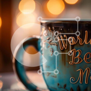 Intra Συλλεκτικό Ξύλινο Παζλ Plywood  4mm - Μπλε κούπα καφέ με την επιγραφή «Η καλύτερη μαμά του κόσμου». Σε Ξύλινο Κουτί - Διαστάσεις Puzzle: 10x10 cm – 25 κομμάτια - Image 1