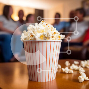 Intra Συλλεκτικό Ξύλινο Παζλ Plywood  4mm - Ομάδα ανθρώπων που απολαμβάνει το ποπ κορν στο σαλόνι Σε Ξύλινο Κουτί - Διαστάσεις Puzzle: 10x10 cm – 25 κομμάτια - Image 1