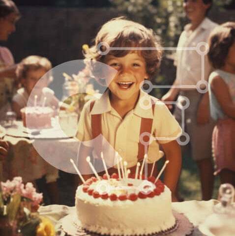 Intra Συλλεκτικό Ξύλινο Παζλ Plywood  4mm - Νεαρό αγόρι που γιορτάζει γενέθλια με την οικογένεια Σε Ξύλινο Κουτί - Διαστάσεις Puzzle: 10x10 cm – 25 κομμάτια - Image 1