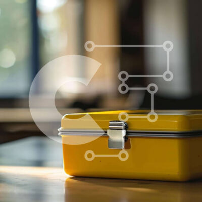 Intra Συλλεκτικό Ξύλινο Παζλ Plywood  4mm - Κίτρινο κουτί γεύματος σε ξύλινο τραπέζι Σε Ξύλινο Κουτί - Διαστάσεις: 10x10 cm – 25 κομμάτια - Image 1