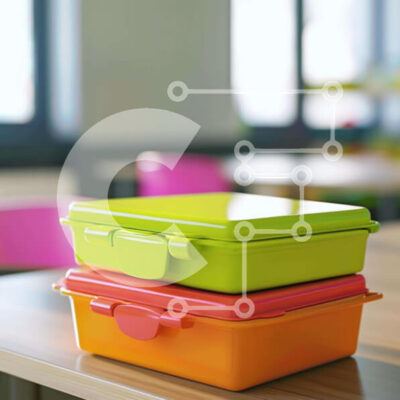 Intra Συλλεκτικό Ξύλινο Παζλ Plywood  4mm - Πολύχρωμα κουτιά γεύματος σε μια τάξη στην τάξη Σε Ξύλινο Κουτί - Διαστάσεις Puzzle: 10x10 cm – 25 κομμάτια - Image 1