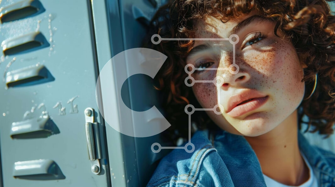 Intra Συλλεκτικό Ξύλινο Παζλ Plywood  4mm - Νεαρή γυναίκα με σγουρά μαλλιά που κλίνει ενάντια στα ντουλάπια Σε Ξύλινο Κουτί - Διαστάσεις Puzzle: 10x10 cm – 25 κομμάτια