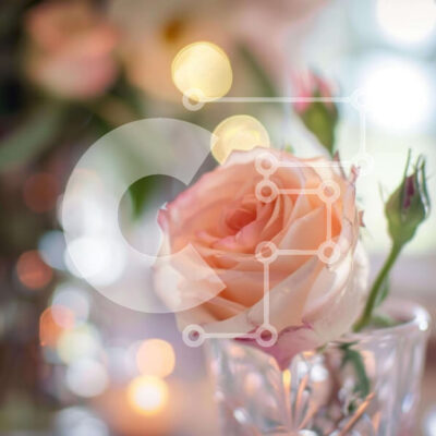 Intra Συλλεκτικό Ξύλινο Παζλ Plywood  4mm - Γυάλινο βάζο με ροζ τριαντάφυλλο και γύρω αντικείμενα Σε Ξύλινο Κουτί - Διαστάσεις: 10x10 cm – 25 κομμάτια - Image 1