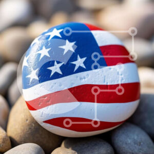 Intra Συλλεκτικό Ξύλινο Παζλ Plywood  4mm - Ροκ με αμερικανική σημαία στο Top of Rocks Σε Ξύλινο Κουτί - Διαστάσεις Puzzle: 10x10 cm – 25 κομμάτια