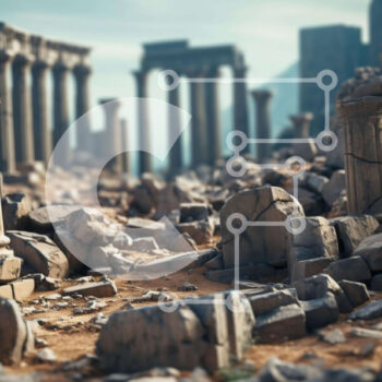 Intra Συλλεκτικό Ξύλινο Παζλ Plywood  4mm - Ερειπωμένη περιοχή με πυλώνες και συντρίμμια Σε Ξύλινο Κουτί - Διαστάσεις Puzzle: 10x10 cm – 25 κομμάτια - Image 1