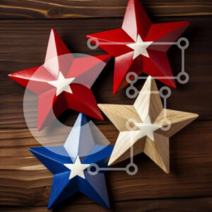 Intra Συλλεκτικό Ξύλινο Παζλ Plywood  4mm - Πατριωτικό Ξύλινο Αστέρια Διακόσμηση Σε Ξύλινο Κουτί - Διαστάσεις Puzzle: 10x10 cm – 25 κομμάτια