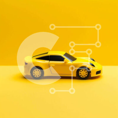 Intra Συλλεκτικό Ξύλινο Παζλ Plywood  4mm - Κίτρινο παιχνίδι αυτοκίνητο σε πορτοκαλί φόντο Σε Ξύλινο Κουτί - Διαστάσεις: 10x10 cm – 25 κομμάτια - Image 1